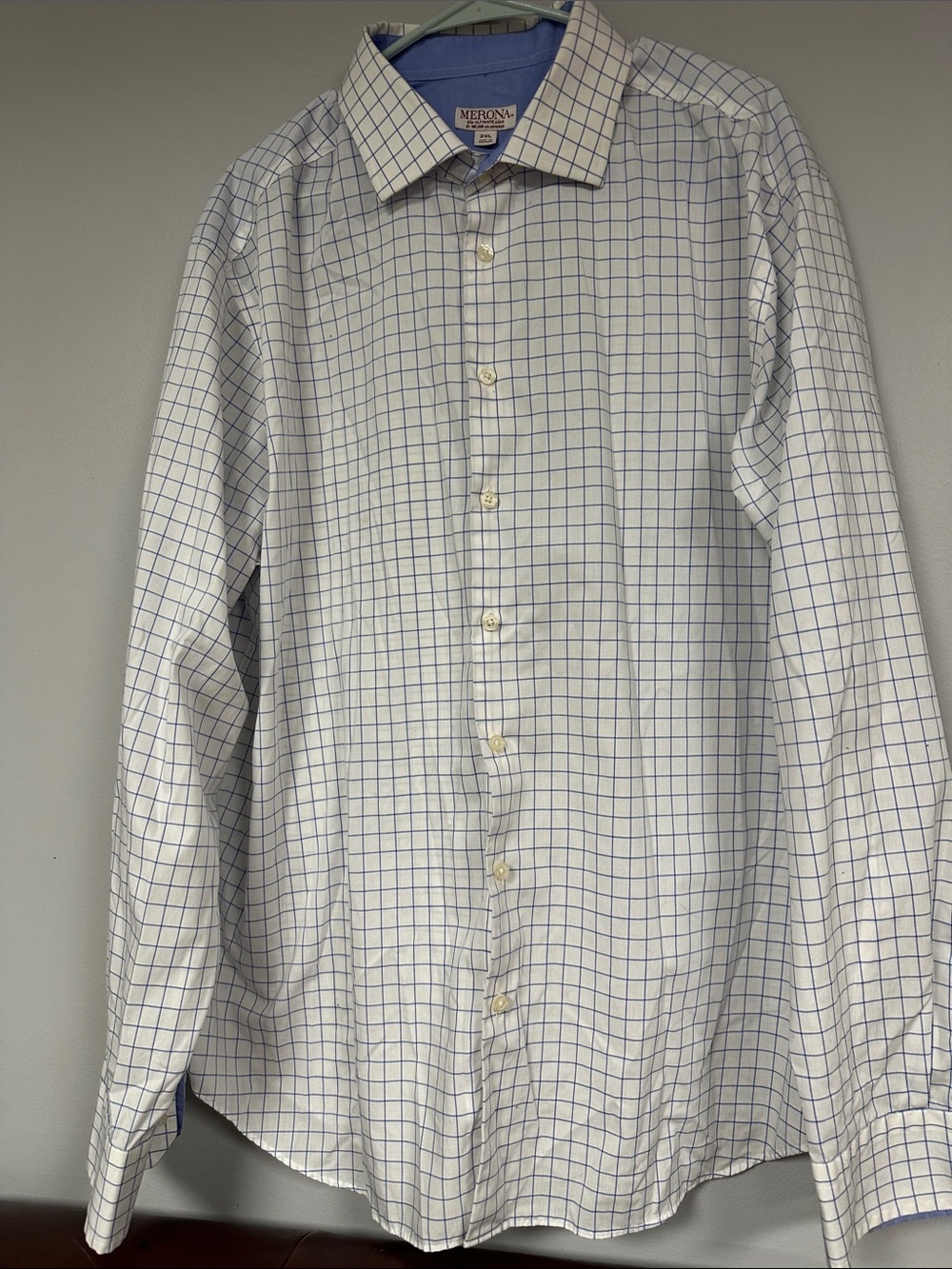 Merona Non-Iron Long Sleeve Button Down Dress Shirt 100% Cotton 2XL